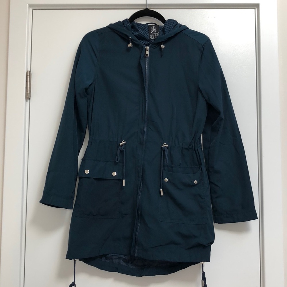 Dark teal windbreaker/rain jacket